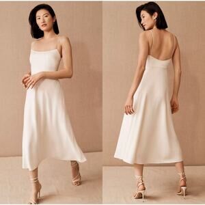 SACHIN & BABI BHLDN Satin Midi Dress In Ivory Size 2 New